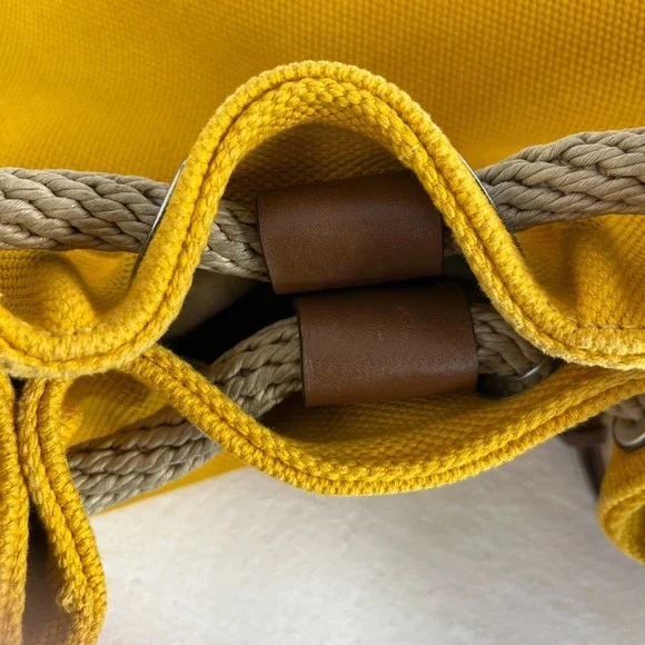 Michael Kors Marina Mustard Yellow Large Canvas Tote Handbag Rope Handle Hobo - Picture 11 of 16